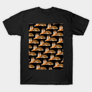 Tiger Pattern on Black Background T-Shirt